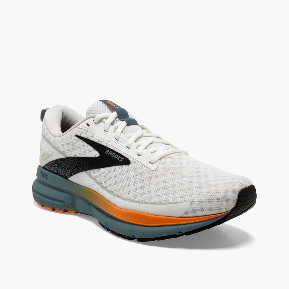 Chaussures Running Route Brooks Trace 3 Blanche Orange Bleu Homme | FXJ-6599284